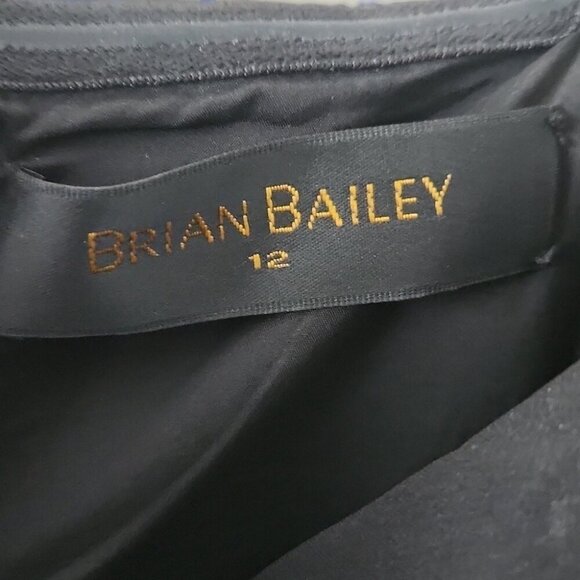 BRIAN BAILEY | Jacquard gown dress strapless hi-lo lace royal blue black sz 12 - Picture 5 of 8